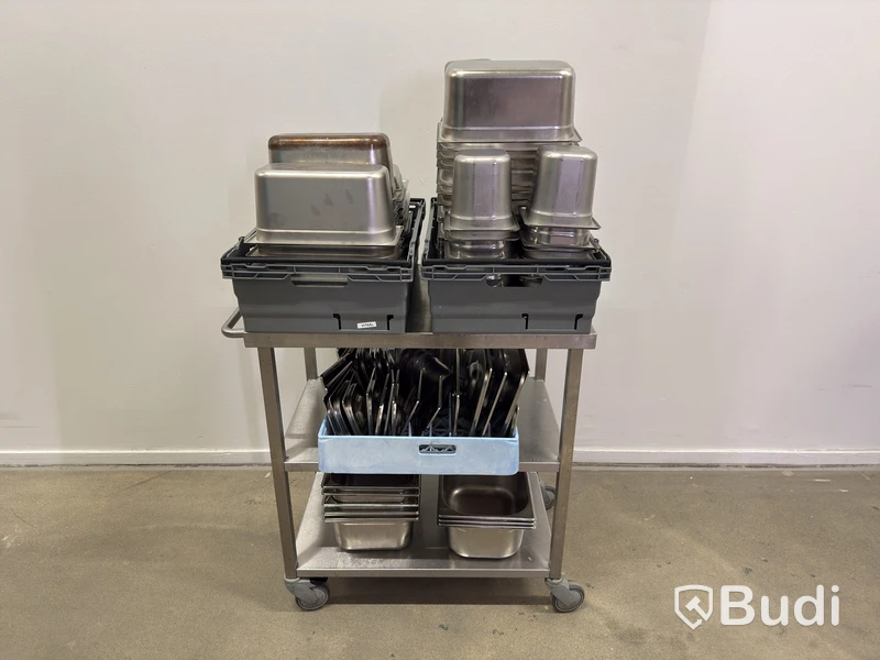 Lot of gastronorm containers, incl. trolley