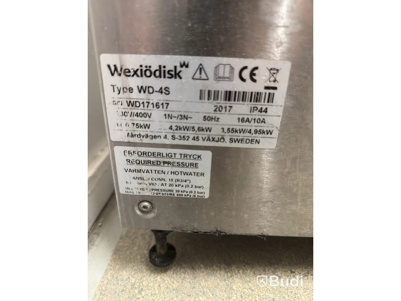 Wexiödisk WD-4S Dishwasher, 2017, incl. dish racks