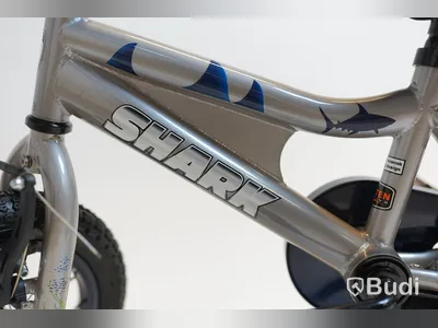 (NEW) Shark BMX bike, 12-inch wheels, 6-inch frame, silver