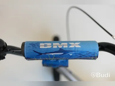 (NEW) Shark BMX bike, 12-inch wheels, 6-inch frame, silver