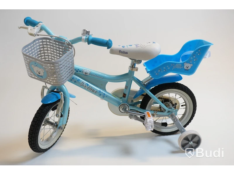Cykel inkl. stödhjul Pollux, med docksits, hjul 12 tum, ram 6 tum, blå