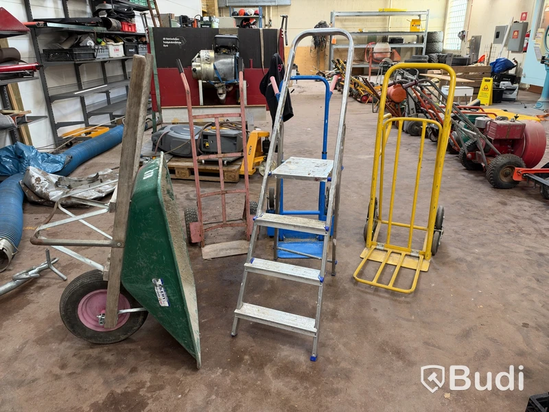Wheelbarrow, hand trucks & stepladder