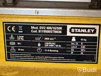 Stanley DV2 400/10/50K air compressor, 50 L