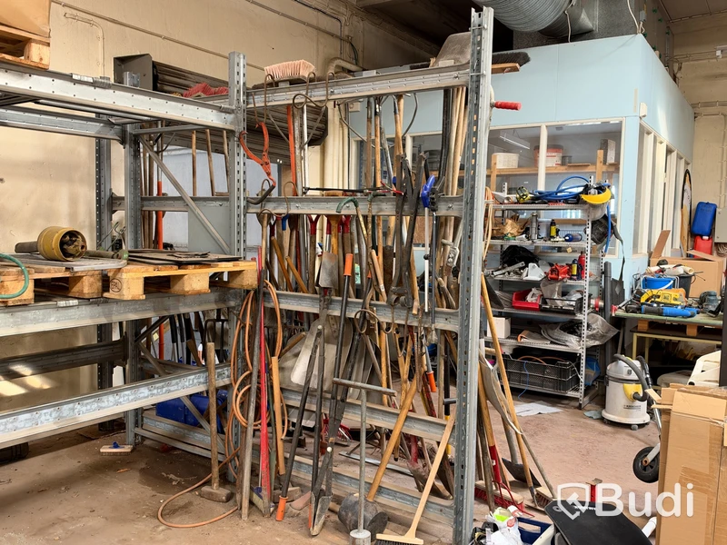 3 sections of pallet racking with pallet supports