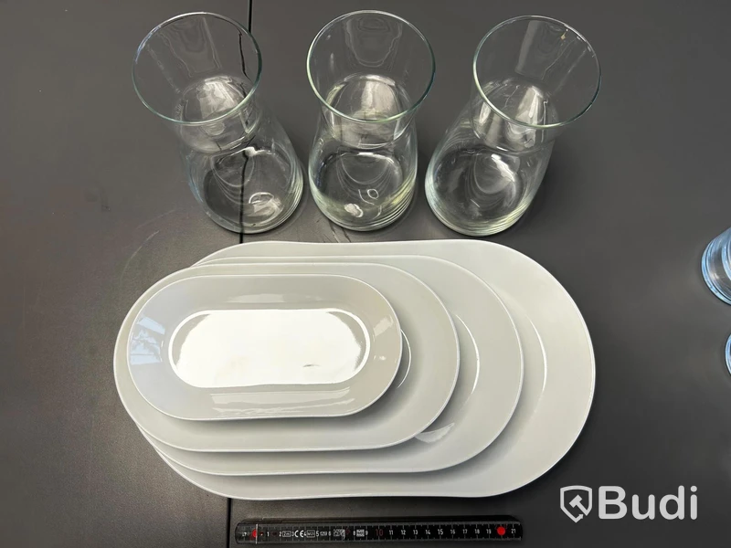 Serving platters & glass carafes