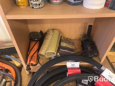 Workshop items, mixed lot of tools, consumables and bicycle accessories,