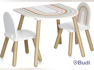 (NEW) Rainbow children's table and chair set, 3 pieces