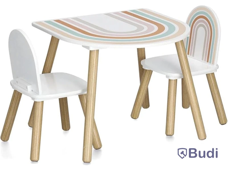 (NEW) Rainbow children's table and chair set, 3 pieces