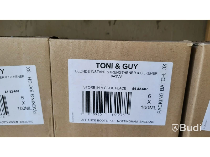 Lot of Toni & Guy hair products, 146 cartons