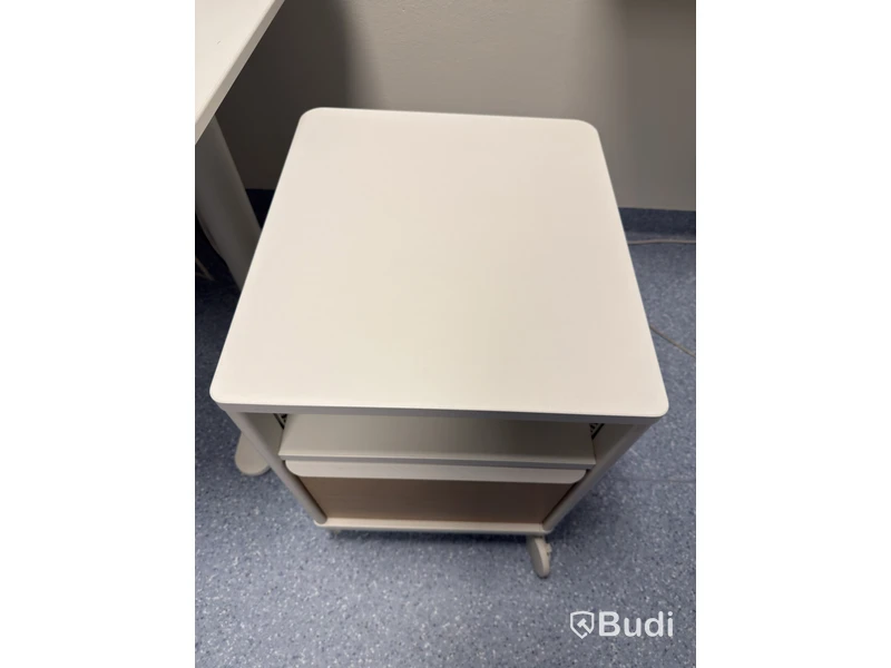 Height-adjustable desk, office chair and drawer unit