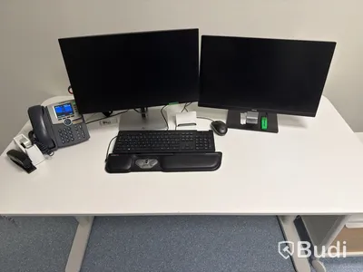 Height-adjustable desk, office chair and drawer unit