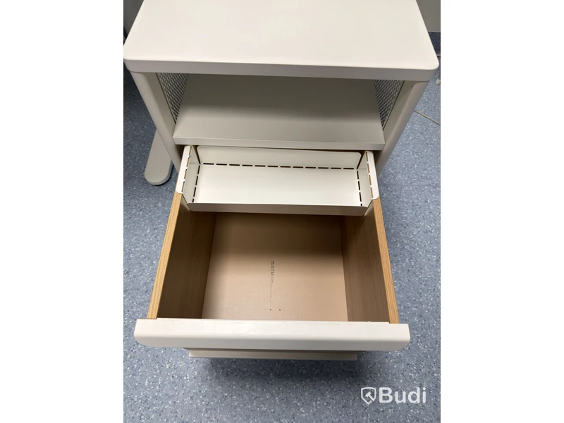 Height-adjustable desk, office chair and drawer unit