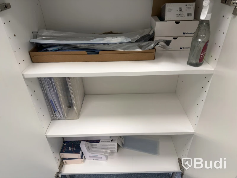 Storage cabinets, 2 pcs, white with glass tops