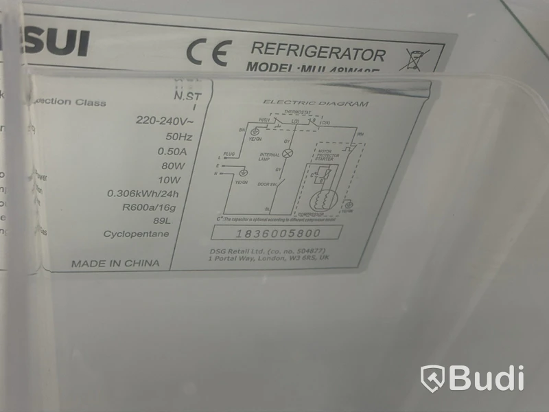 Mini fridge Matsui MUL48W18E, 89 litres