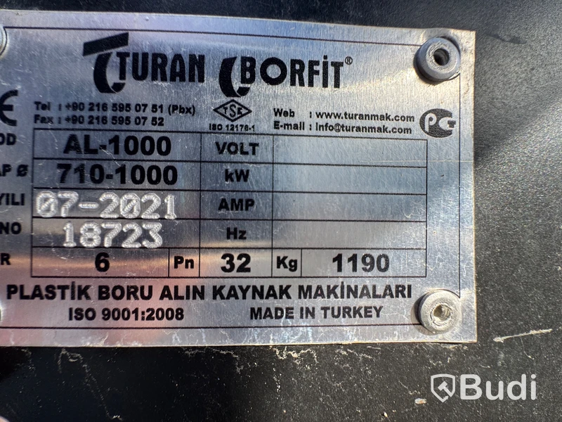 Butt Fusion / Heater Plate Welder for Plastic Pipes – Turan Borfit AL-1000