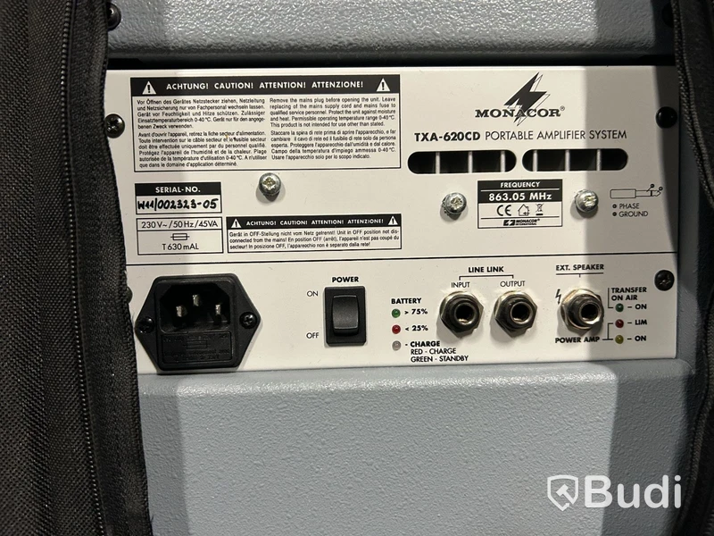 Portabelt ljudsystem Monacor TXA-620CD, med extra högtalare
