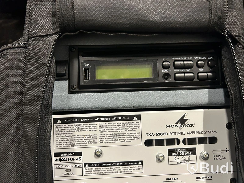 Portabelt ljudsystem Monacor TXA-620CD, med extra högtalare