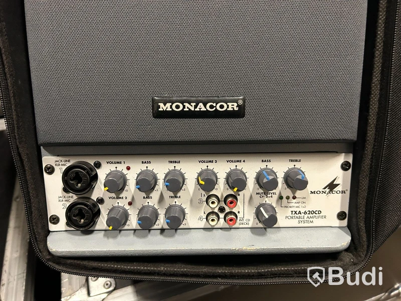 Portabelt ljudsystem Monacor TXA-620CD, med extra högtalare