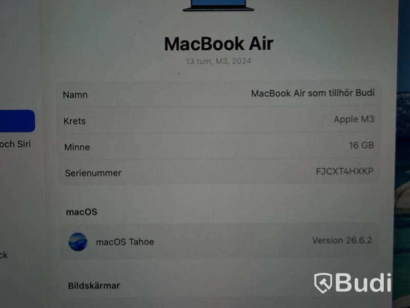 Laptop Apple MacBook Air, M3, 16 GB RAM, 256 GB SSD