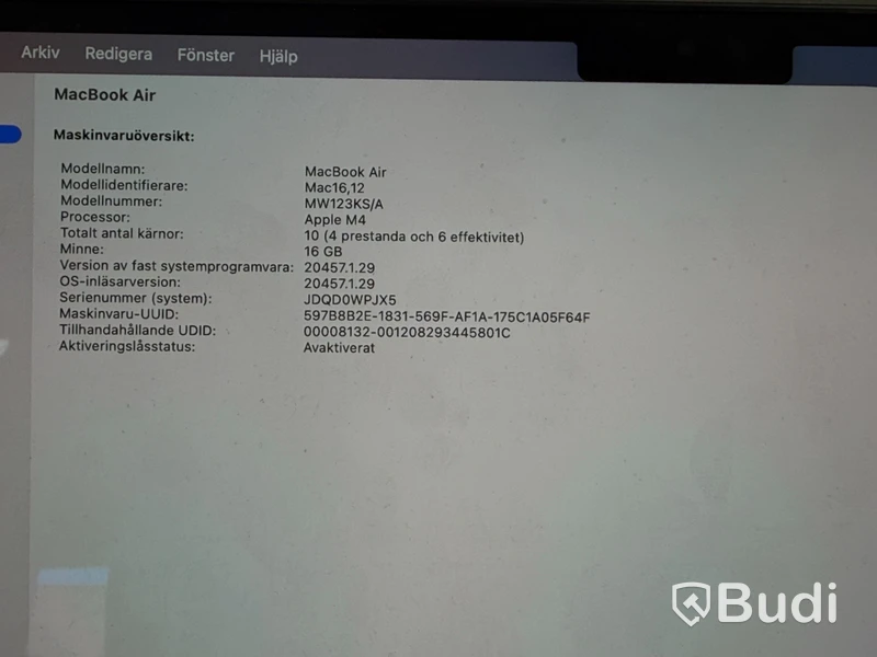 Apple MacBook Air, M4, 16 GB RAM, 256 GB
