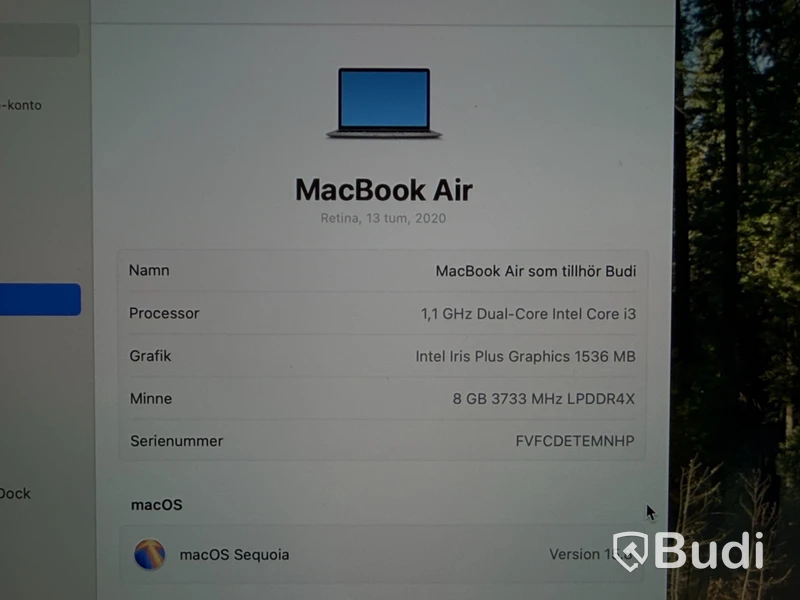 Apple MacBook Air laptop, i3, 8 GB RAM