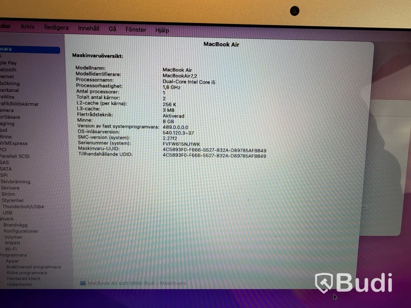 MacBook Air 13-inch, 2017, i5, 8 GB