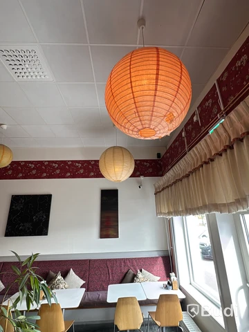 Takbelysning och dekoration från restaurang