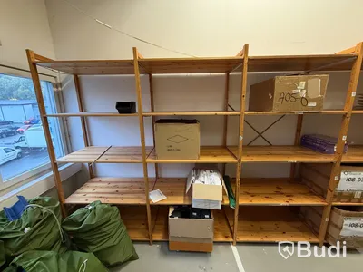 Wooden storage shelving, several sections