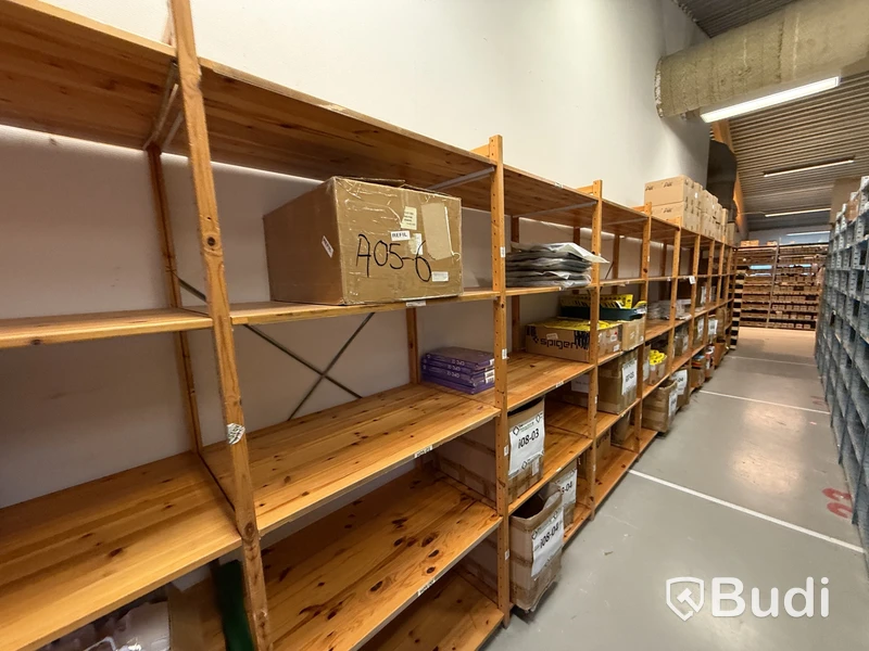 Wooden storage shelving, several sections