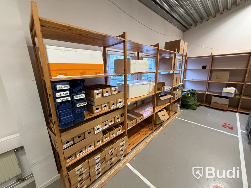 Wooden storage shelving, several sections