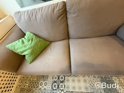 Två 2-sitssoffor, beige tyg