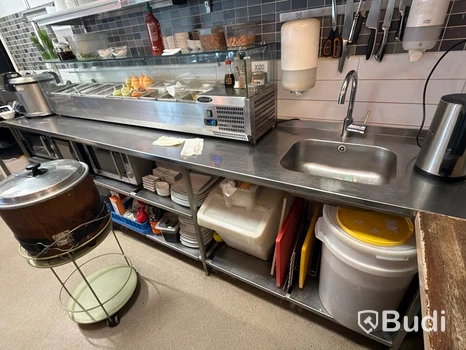 Stainless steel workbench with sink