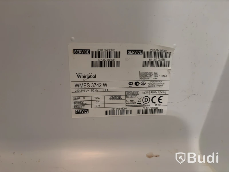 Kylskåp Whirlpool WMES 3742 W, 374 liter