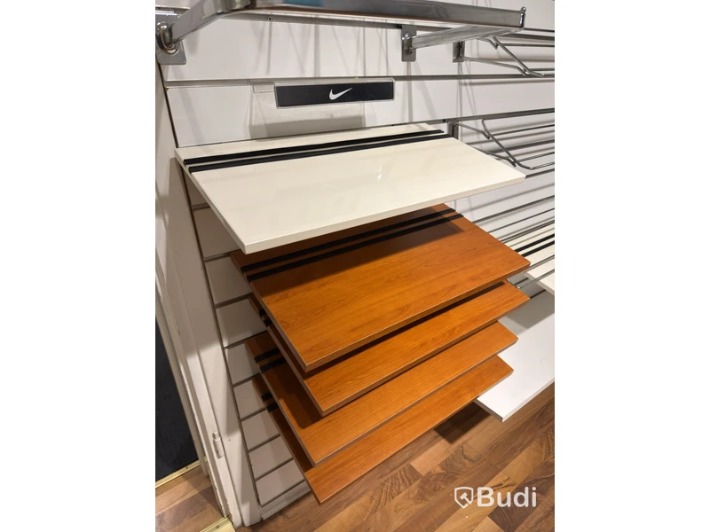 Lot of slatwall panels with assorted accessories