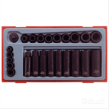 KRAFTHYLSSATS TENG TOOLS 24 DELAR MED 1/4 TUM OCH 3/8 TUM FYRKANTSFÄSTE