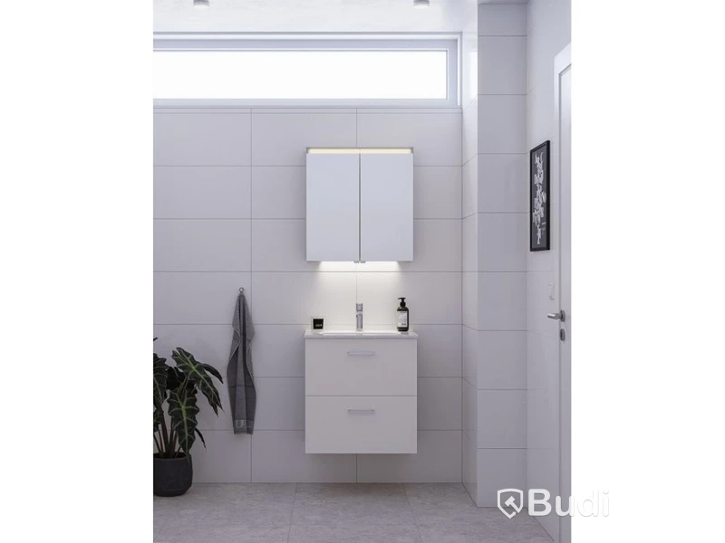 BADRUMSMÖBEL CAMARGUE ARK MED SPEGELSKÅP VIT 60CM