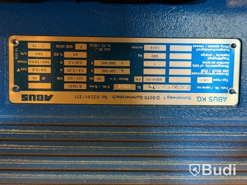Overhead travelling crane, ABUS 500 kg (dismantled)