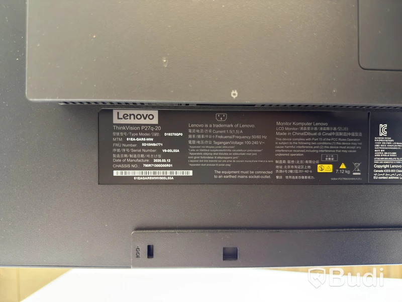 Datorskärm Lenovo, P27q-20, 27 tum, QHD 2560 x 1440