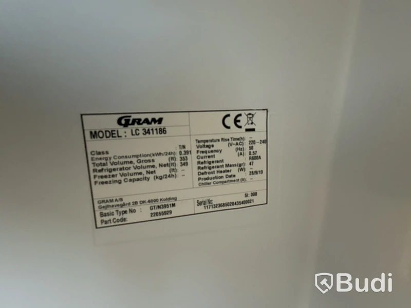 Refrigerator Gram LC 341186, 349 liters