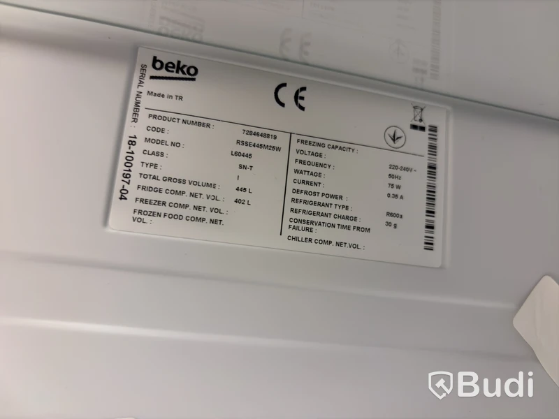 Beko RSSE445M25W Refrigerator, 402 litres