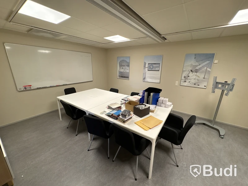 Conference furniture, tables, 8 chairs and cabinets
