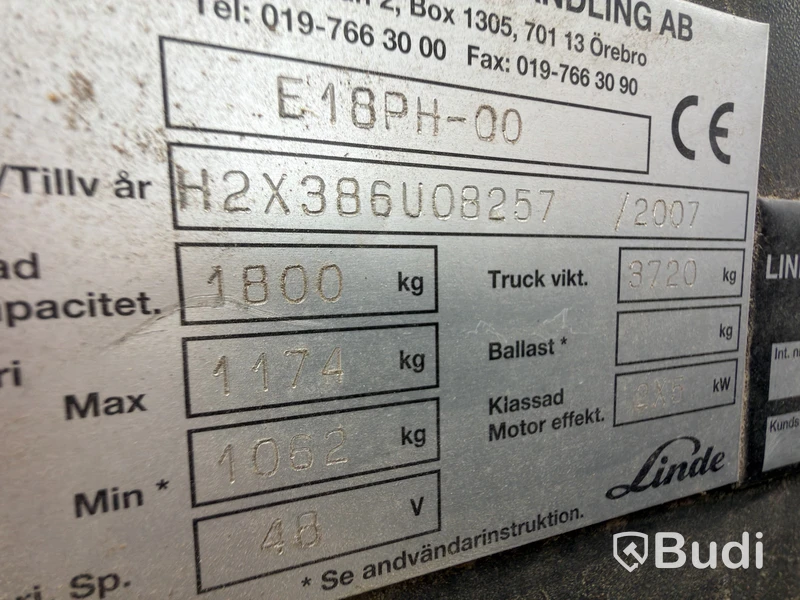 Eltruck Linde E18PH-00, 1 800 kg