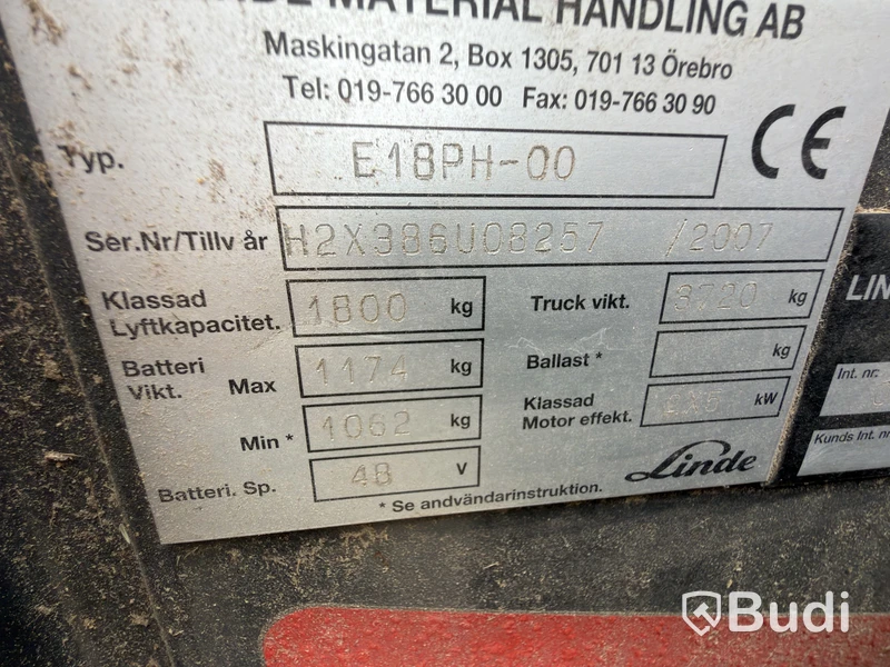 Eltruck Linde E18PH-00, 1 800 kg