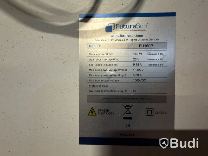 Solpaneler FuturaSun FU160P, 9 st à 160 W