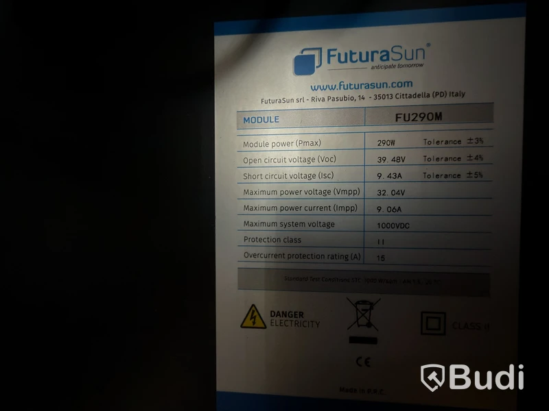 5 solpaneler FuturaSun FU290M, 290 W