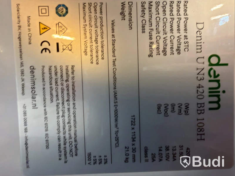 13 Denim U N3 420 BB 108H solar panels, 420 W