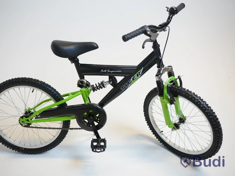 Cykel Tiger, MTB heldämpad, hjul 20 tum, ram 10 tum, svart/grön