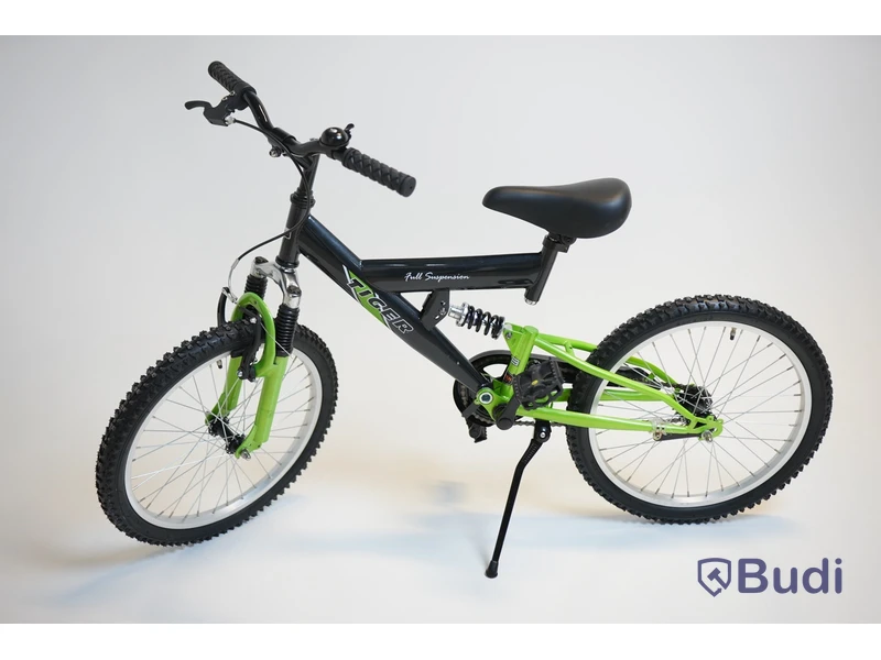 Cykel Tiger, MTB heldämpad, hjul 20 tum, ram 10 tum, svart/grön