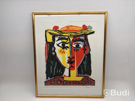 Konsttryck efter Picasso, kvinna med hatt