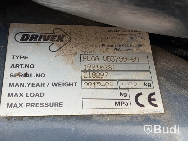 Hydraulisk vikplog Drivex VB3700-BM | 2012